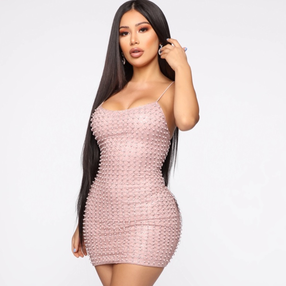 STUNNING Pearl Beaded Fashion Nova Mini Dress